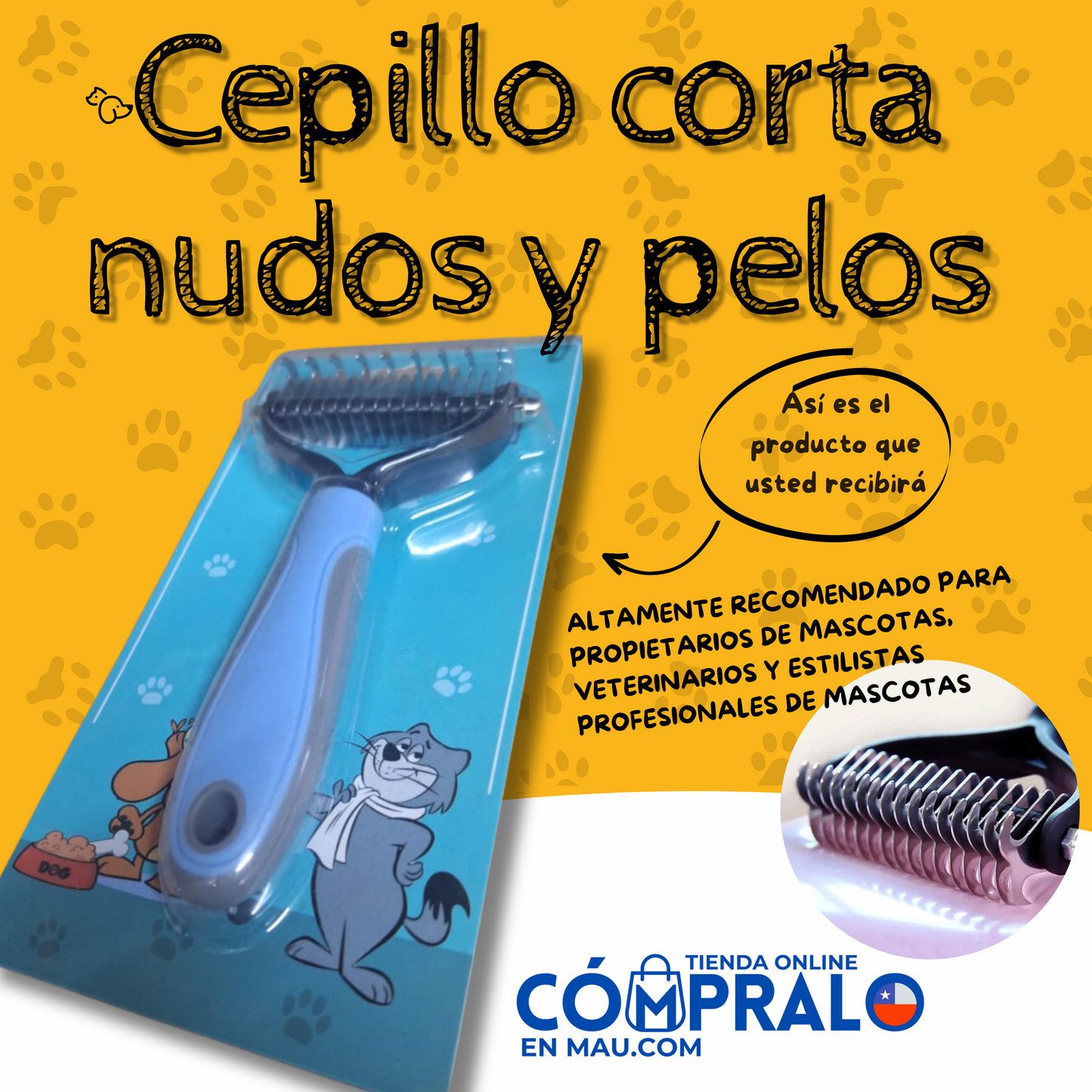 Cepillo corta nudos y removedor de pelos para mascotas 🐾