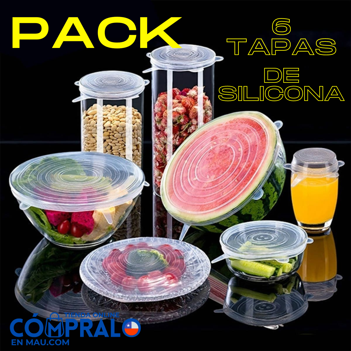 Pack 6 tapas de silicona